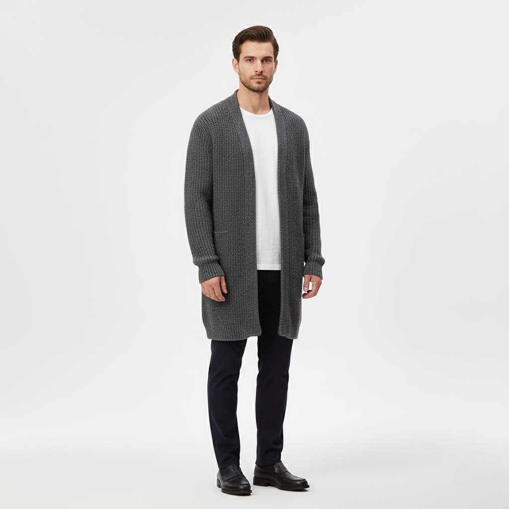 Men's Long Open-Front Cardigan