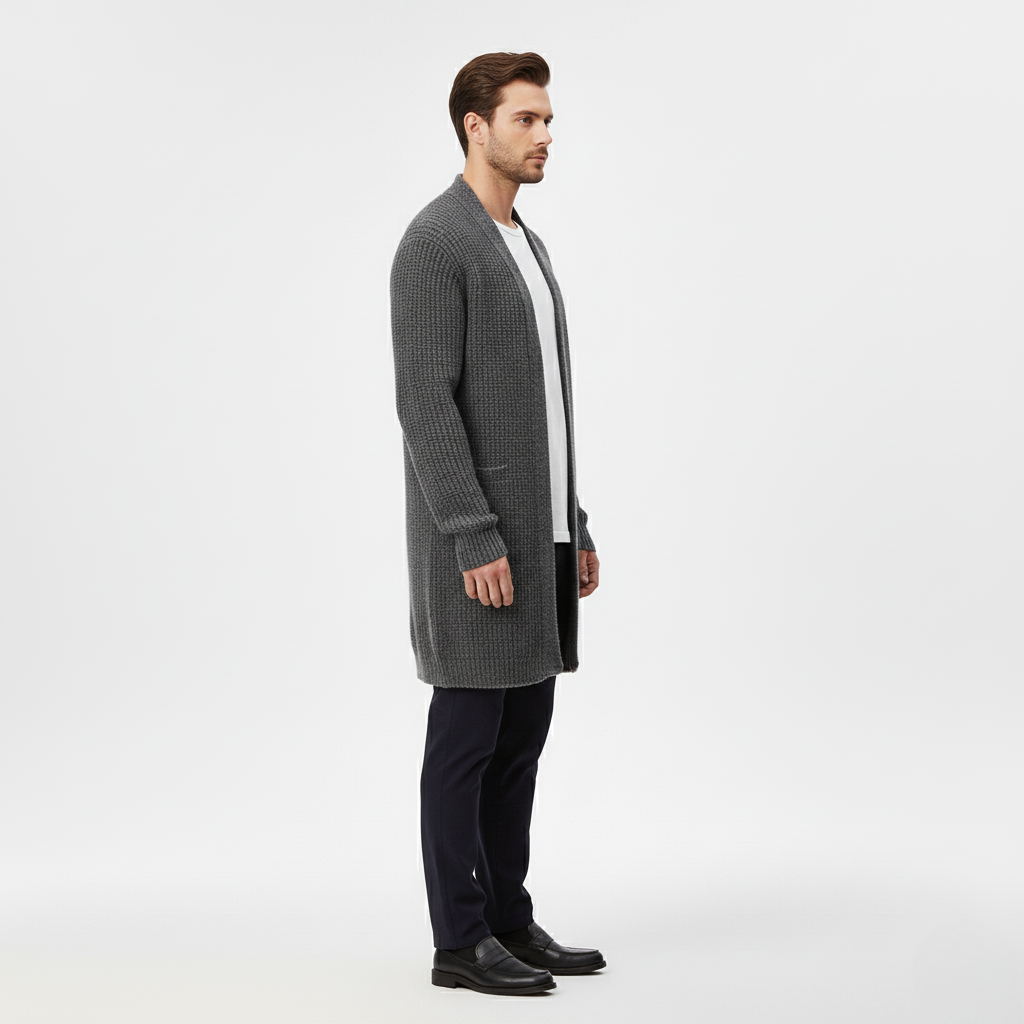 Men's Long Open-Front Cardigan