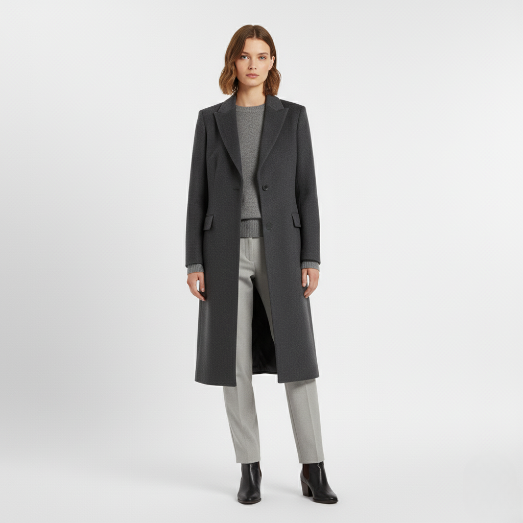 Women's Long Charcoal Coat