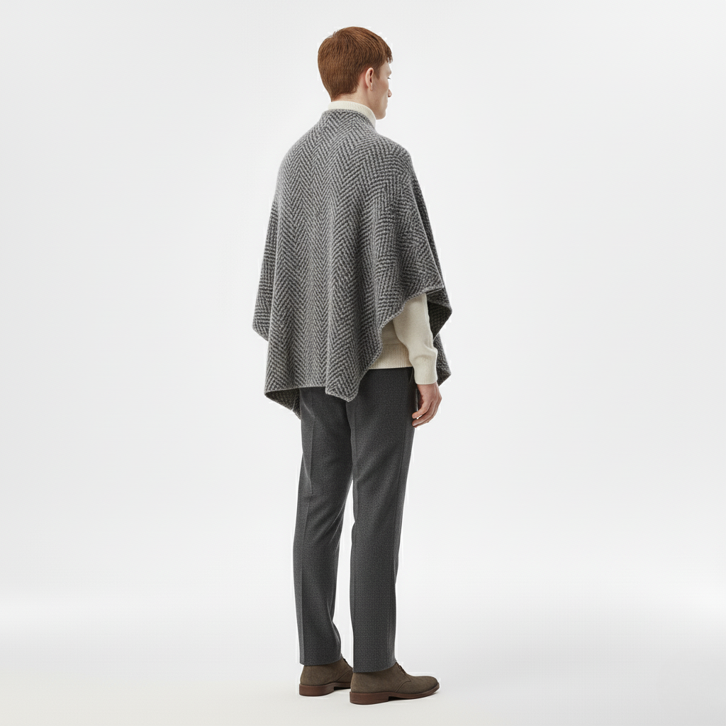 Men's Herringbone Wrap Poncho